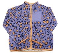 Lila vzorovaná huňatá propínací mikina s šusťákovou kapsou Primark