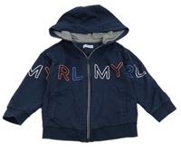 Tmavomodrá prepínaci mikina s nápisom a kapucňou Mayoral