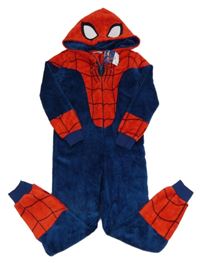 Nové - Tmavomodro-červená chlpatá kombinéza s kapucí - Spiderman Marvel