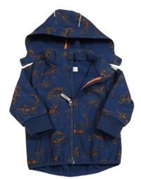 Tmavomodrá softshellová bunda s dinosaurami a kapucňou H&M