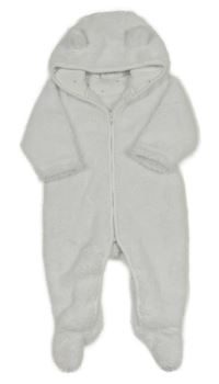 Biela chlpatá kombinéza s kapucňou s uškami The Little White Company