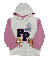 Bílo-růžová mikina s Paw Patrol a kapucí Nickelodeon