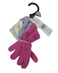 Nové - 3x třpytivé prstové rukavice - smetanové + lila + fuchsiové F&F