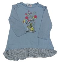 Modrá tunika se sklenicí s žábou a motýly Topolino