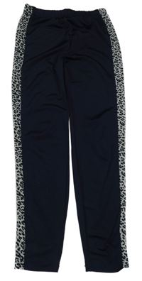 Tmavomodré legíny s pruhom s leopardím vzorom Shein