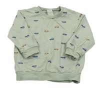 Zelenošedá mikina s autami H&M