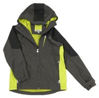 Tmavošedo-černo-neonově žlutá šusťáková jarní funkční bunda s kapucí Regatta