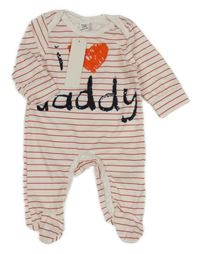 Nové - Bielo-červený pruhovaný overal s nápisom so srdcem Shein