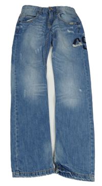 Modré rifle s číslem a prošoupáním Zara