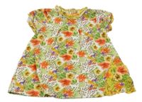 Bielo-farebné kvetované bavlnené šaty s listami