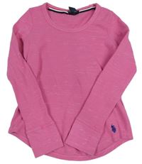 Tmavoružové rebrované tričko U.S. Polo Assn.