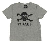 Sivé melírované tričko s lebkou