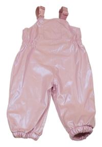 Růžové metalické nepromokavé zateplené laclové kalhoty Tu