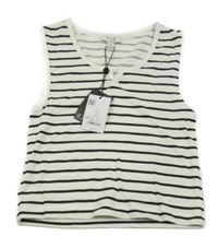 Nové - Bielo-čierny pruhovaný rebrovaný crop top M&Co.