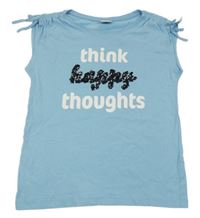 Svetlomodré tričko s nápisom s flitrami Page One Young