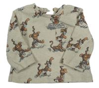 Béžové melírované úpletové triko s Tygrem a kapsou Matalan