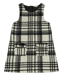 Svetlošedá -čierne kockované vlnené šaty F&F