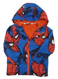 Modrá šusťáková jarní bunda se Spidermanem a kapucí George