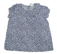 Bielo-tmavomodrá bodkovaná á tunika s golierikom H&M