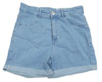 Světlemodré riflové high waist kraťasy H&M