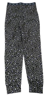 Sivé pyžamové nohavice s leopardím vzorom Hype
