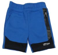 Modro-čierne teplákové kraťasy s nápisom Primark