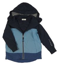 Tmavomodro-modrá šusťáková lehce zateplená bunda s kapucí H&M