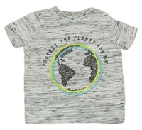 Sivé melírované tričko s planetou F&F