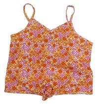 Oranžovo-ružový kvetovaný crop top George