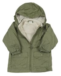 Khaki plátěná podzimní bunda s kapucí H&M