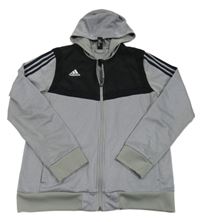 Sivo-čierna športová prepínaci mikina s logom a kapucňou zn. Adidas