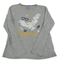 Šedé melírované triko se sovou - Harry Potter 