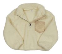 Smotanová huňatá mikina s vreckom shein