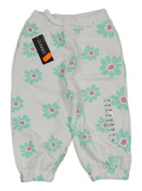 Nové - bílo-zelené květované tepláky dunnes