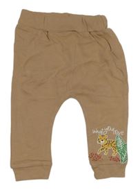 Hnědé tepláky s leopardem 