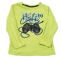 Zelenožluté triko s nápisem a ovladačem Kiki&Koko