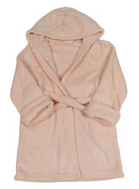 Svetloružový plyšový župan a kapucňou GAP