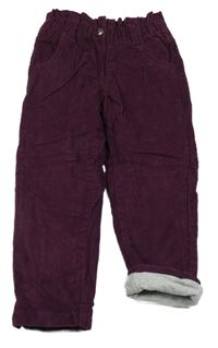 Fialové manšestrové podšité kalhoty Lily & Dan