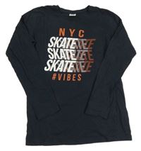 Tmavomodré triko s nápisy Y.F.K.