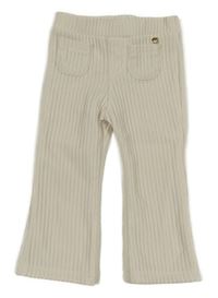 Smetanové žebrované sametové kalhoty s kapsami 