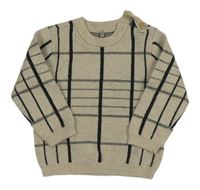 Béžovo-čierny kockovaný ľahký sveter Tu