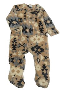 Hnědo-šedý vzorovaný plyšový overal Next