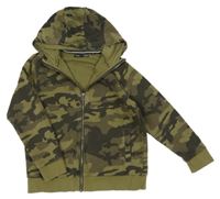 Khaki army propínací mikina s kapucí Next