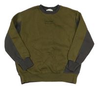 Kaki-sivá mikina s nápisom Zara