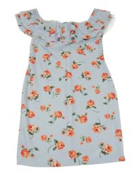 Světlemodré květované šaty s volánkem New Look