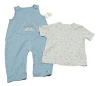 Nové - 2 set - bílé tričko s pejsky + modré laclové tepláky s pejskem George