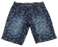 Tmavomodré vzorované rifľové kraťasy Pepperts