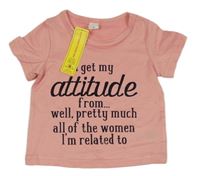 Nové - svetloružové tričko s nápisom shein