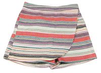 Krémovo-farebné pruhované sukňové kraťasy Nutmeg
