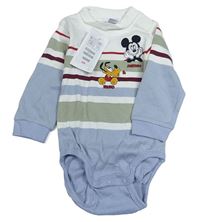 Bílo-světlemodro-khaki body s Mickeym a Plutem H&M